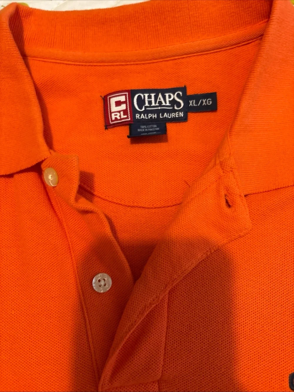 Vintage Ralph Lauren Chaps Orange Polo with Black & White Chest Stripe #1027CL